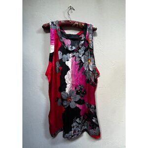 Coven Paris Women Scoop Neck Sleeveless Floral Print Silk Blend Tunic Top Size P